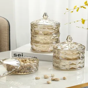 Gros plan detaille d un pot a bonbons en verreambre avec motif texture pour le stockage a la maison.