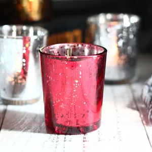 Electroplated glass candle holder votive starry sky romantic home decor craft cup.