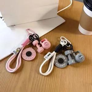 Fitness keychain cute barbell kettlebell weight plate pendant bag charm aesthetic accessories