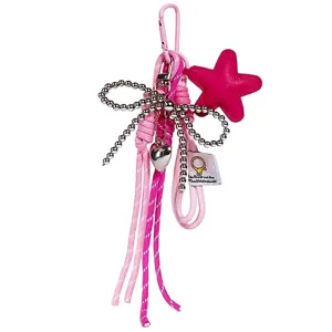 Simpatico portachiavi borsa fiocco perle stella rosa stile Y2K pendente per donne 23cm