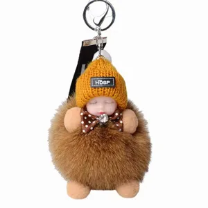 Llavero de muñeca dormida de peluche suave colgante de bolsa bonita decoración de auto.