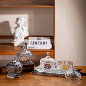 Bonbonnière en verre cristal européen créatif salon sans plomb pot de stockage avec couvercle