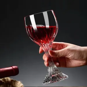 Diamond High Foot Goblet Transparent Glass Red Wine Champagne Juice Cup Creative Faceted Drinking Cup