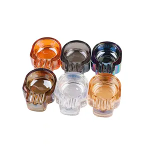 Set posacenere in vetro a forma di teschio creativo, design sfumato multicolore per casa e ufficio.