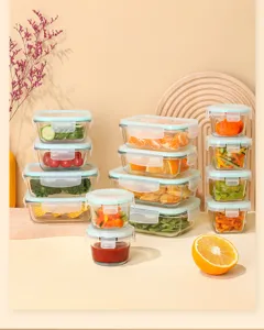 Glas Baby-Babynahrung Aufbewahrungsdosen Set mit luftdichten Deckeln, transparente Detailansicht.