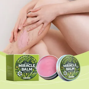 Ximonth miracle balm for leg care, soothing pink cream in convenient tin with use guide details.