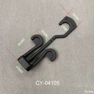 Black plastic shoe hook detail, supermarket slipper hanging bracket, durable material specs.