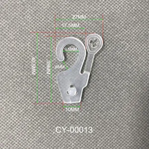 Technical detail of a clear plastic hook for packaging with precise millimeter dimensions