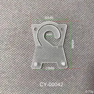 Detailed technical dimensions of transparent plastic display hook for packaging bags