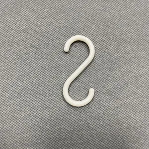 Durable white plastic S-shaped hook for supermarket snack display and home storage