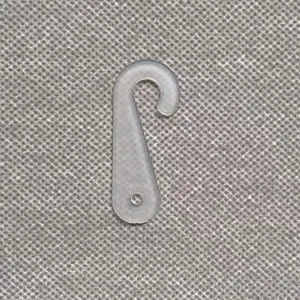 Transparent recyclable plastic J-hook for hanging socks and hats with single hole