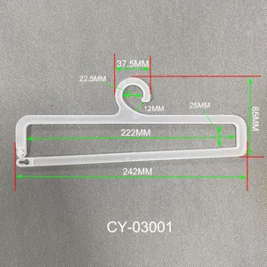 Gedetailleerd overzicht van witte plastic hanger met afmetingen van 242 mm bij 85 mm