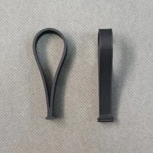 Durable black silicone handle strap with textured rubber hook for power bank packaging