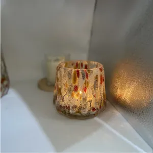 Handmade colorful glass candle holder retro romantic art scented candle jar and vase.