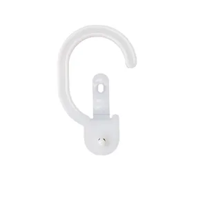 Translucent white plastic snap hook for product packaging and retail display boxes