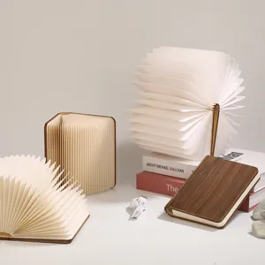 Lampada a libro pieghevole in legno luce notturna LED ricaricabile USB per camera