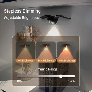 Creative Seagull Motion Sensor Night Light LED Rechargeable Wall Lamp PVC Stepless Dimming Induction Lamp For Hallway Stairs Home Decor