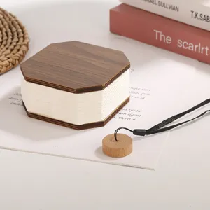 USB Oplaadbare Opvouwbare Accordeon Boek Lamp Hout Sfeer Draagbare Nachtlampje Creatieve Vouwen Bureaulamp Huisdecoratie