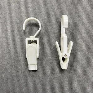 Lot de deux crochets de suspension en plastique blanc avec clips pour rideaux et gants