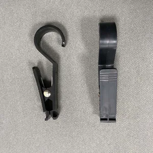 Set de clips de gancho de plástico negro duraderos para colgar guantes, gorros y toallas