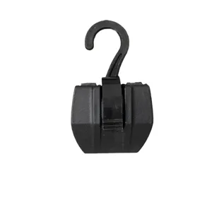 Clip éponge double couche en plastique noir avec crochet de suspension pour gants et rideaux