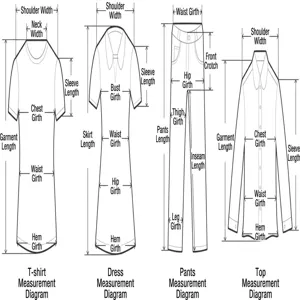 Detaillierte Messanleitung für T-Shirts, Kleider, Hosen und Oberteile