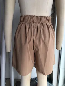2025 Summer Women High Waist Wide Leg Shorts Casual Loose Solid Color Fashion Apparel