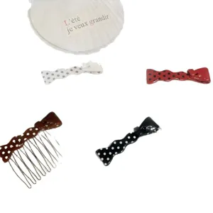 Sweet polka dot acetate hair clips and reverse insert comb set for elegant styling