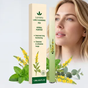 Detailansicht des Lanisha Kräuter Lungenreinigungsstifts mit Verpackung und natürlichen Zutaten.