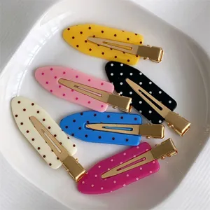 Colorful Polka Dot Acetate Hair Clips No-Crease Macaron Hairpins Seamless Duckbill Clips For Women Side Fringe Fixing Fashion Hair Accessories