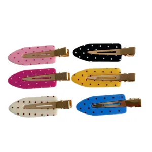 6pcs set of colorful polka dot creaseless hair clips for styling macaron colors