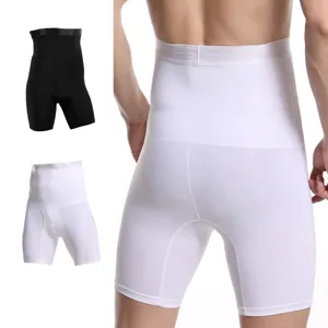 Men's high waist boxer briefs shapewear tummy control breathable comfortable underwear solid