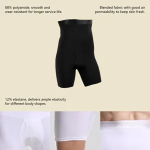 Men high waist boxer briefs black shaping underwear detail breathable nylon elastane shorts