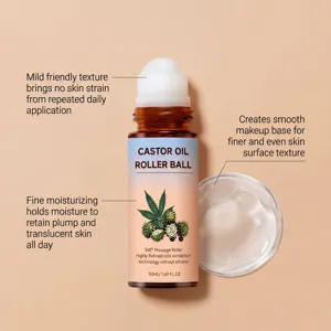 Castor oil roller ball for body and face hydration, 50ml moisturizing skin care tool.