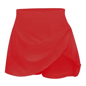 Skort croisé asymétrique rouge pour femme avec taille haute et tissu respirant