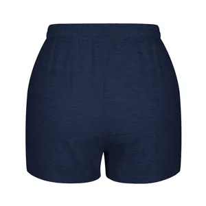 Rear view of navy blue high-waisted loose sports shorts for women