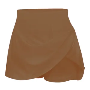 Jupe-short unie à taille haute pour femme avec design portefeuille élégant et texture
