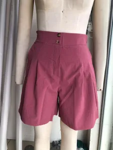 Summer high-waist wide-leg shorts for women, casual pleated design, comfortable loose fit.