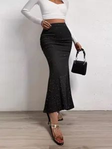 Women Sexy Sequin Mermaid Maxi Skirt High Waist Bodycon Slim Fit Fish Tail Long Skirt For Party Evening Wedding Elegant Shiny Skirt