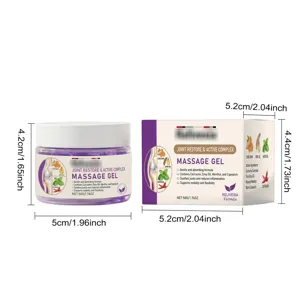 Vista detallada completa del gel de masaje articular de 50 g con dimensiones del producto