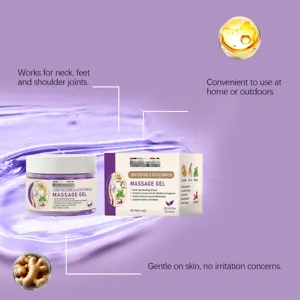 Gel de masaje púrpura para articulaciones con jengibre y extractos de aceite para cuello.