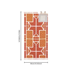 Detailed view of convertible beach towel bag dimensions 180x90 cm with orange pattern