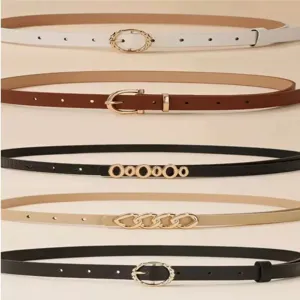 Women fashion skinny waist belt set with metal buckles, stylish decorative belt for coat.