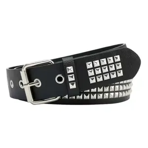 Women Punk Style PU Leather Belt Pyramid Square Studs Iron Pin Buckle Grommet Decorated Street Waistband For Jeans