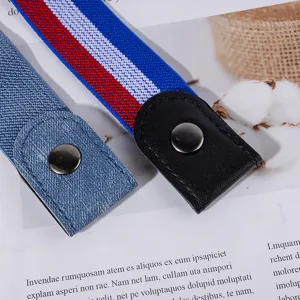 Close-up detail of lazy adjustable waist belt buckle, elastic band pants extender tool.