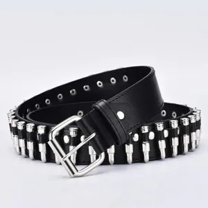 Mens Punk Bullet Belt PU Leather Rivet Fashion Waistband Accessory