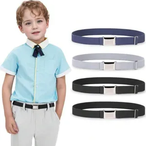 Cintura elastica bambini regolabile monocolore fibbia metallica dettaglio per bambini