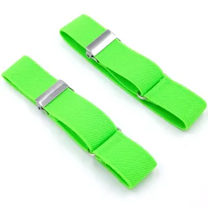 Adjustable elastic shirt sleeve garters and metal clip arm bands for men and women green
