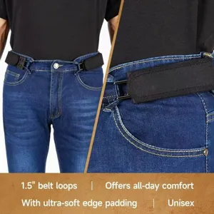 Adjustable elastic lazy belt with soft edge padding, unisex design for comfortable daily wear.