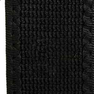 Close-up detail of black elastic belt strap with neat stitching texture for outdoor wear.